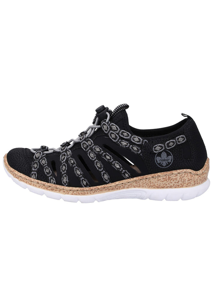 Rieker Halbschuhe Lederimitat Schwarz - surf4shoes