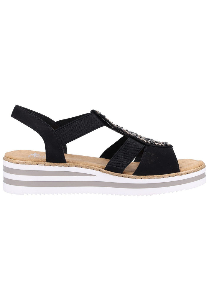 Rieker Sandalen Lederimitat Schwarz - surf4shoes