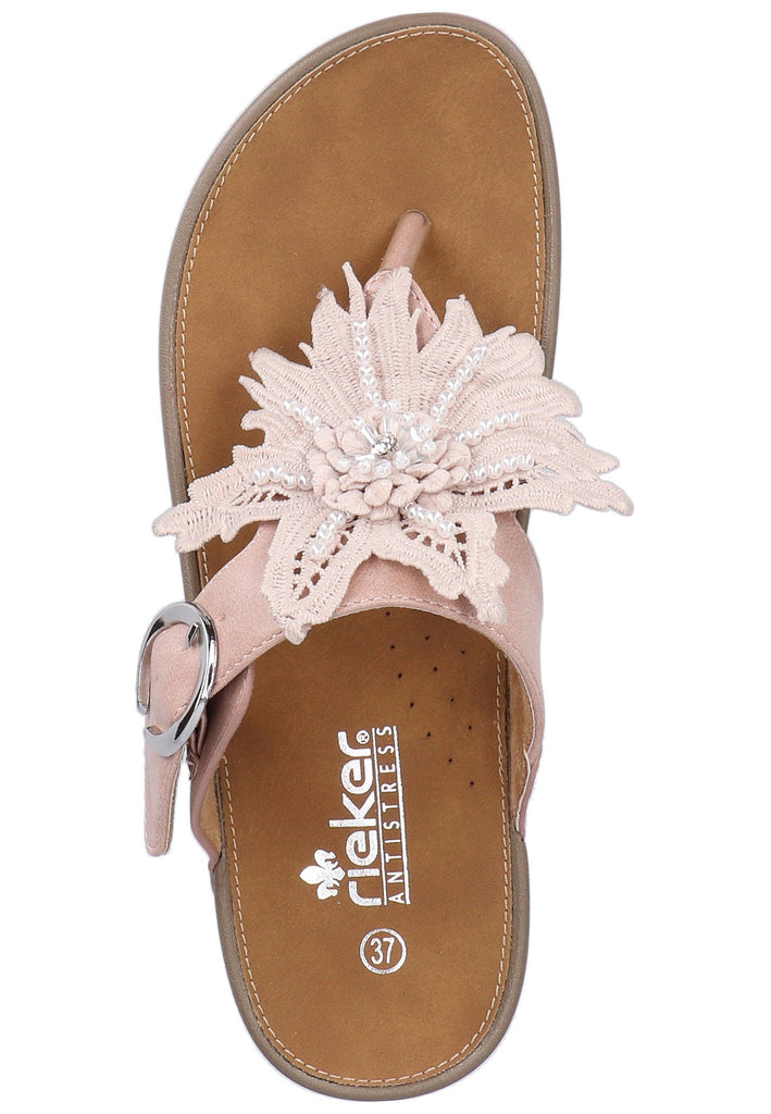 Rieker Zehensteg Lederimitat Rosa - surf4shoes