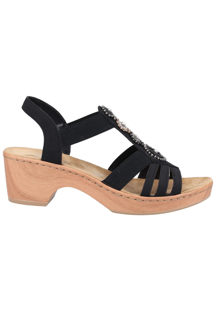Rieker Sandalen Lederimitat Schwarz - surf4shoes