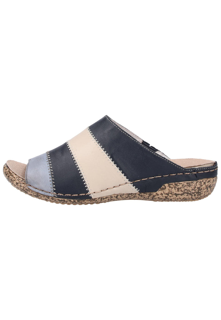 Rieker Pantoletten Glattleder Blau - surf4shoes