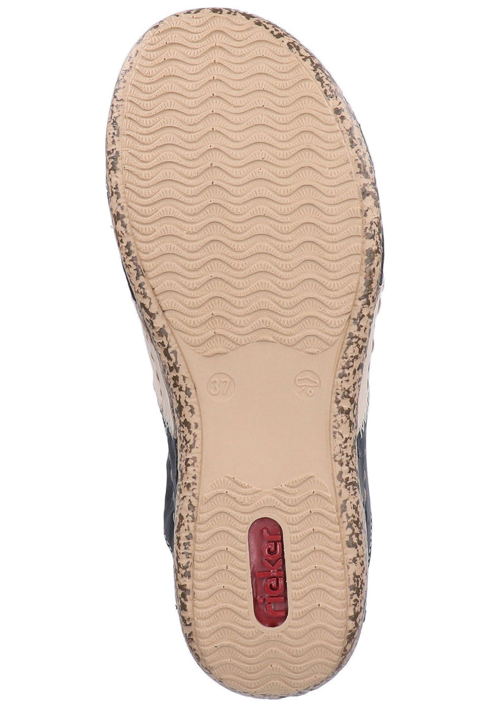 Rieker Pantoletten Glattleder Blau - surf4shoes