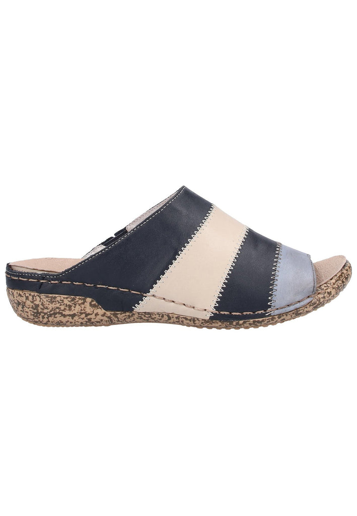 Rieker Pantoletten Glattleder Blau - surf4shoes