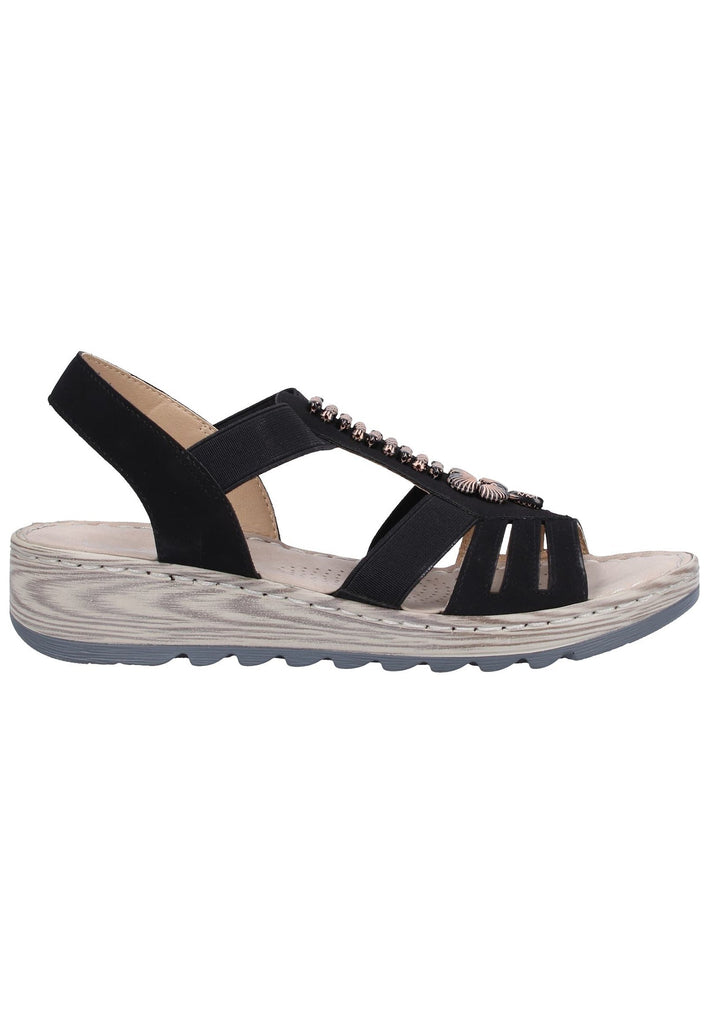 Rieker Sandalen Lederimitat Schwarz - surf4shoes