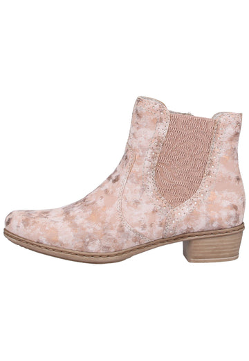 Rieker Stiefelette Lederimitat Rosa - surf4shoes