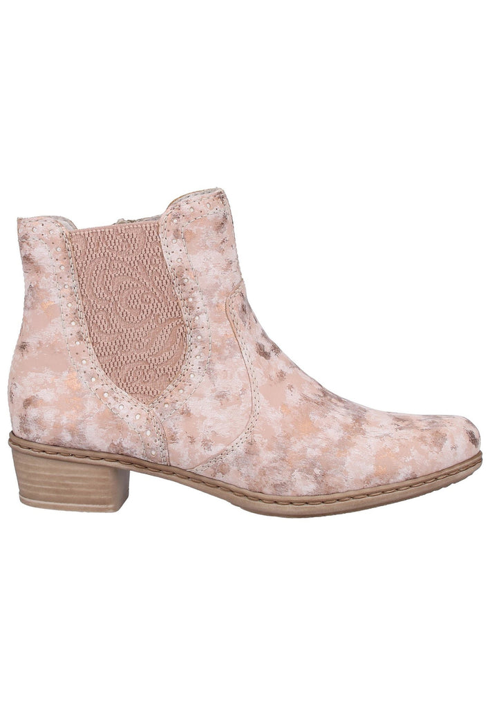 Rieker Stiefelette Lederimitat Rosa - surf4shoes