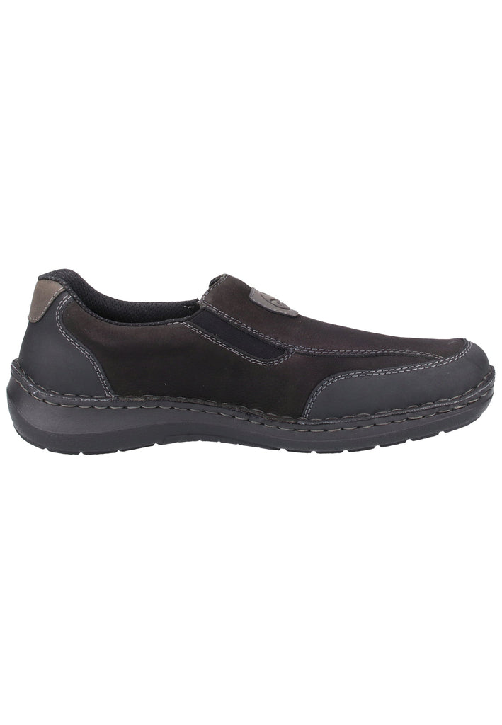 Rieker Slipper Glattleder Schwarz - surf4shoes