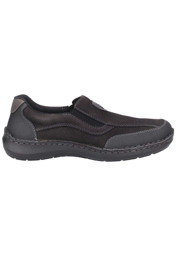Rieker Slipper Glattleder Schwarz - surf4shoes