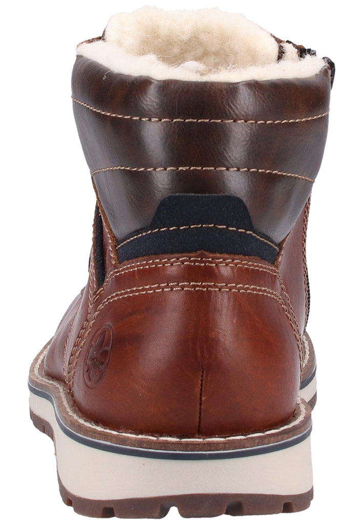 Rieker Stiefelette Glattleder Braun/Blau Warmfutter - surf4shoes
