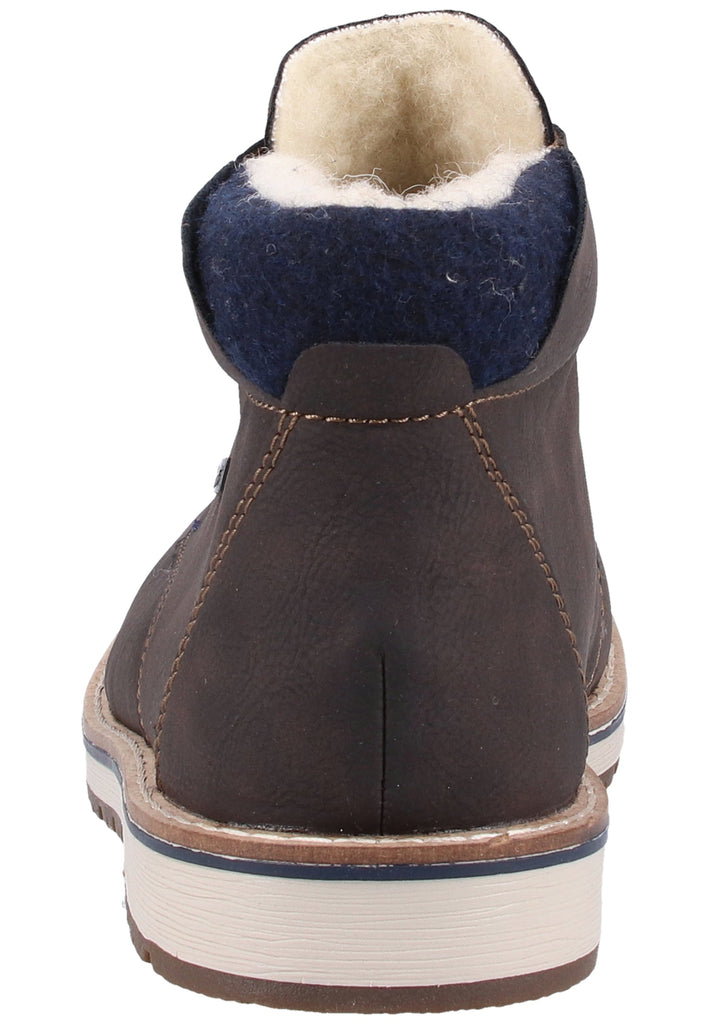 Rieker Stiefelette Lederimitat Braun/Blau Warmfutter - surf4shoes
