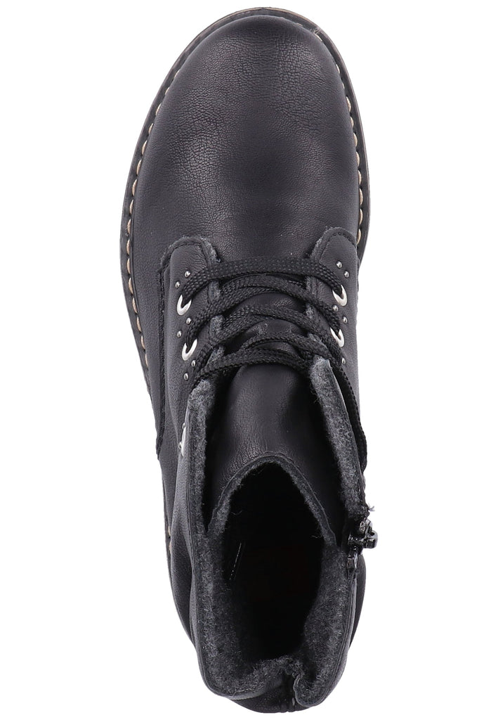 Rieker Stiefelette Lederimitat Schwarz - surf4shoes