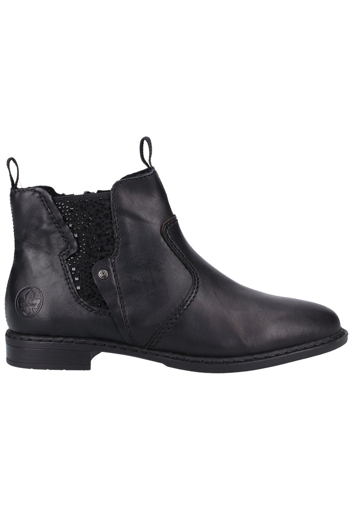 Rieker Stiefelette Glattleder Schwarz - surf4shoes