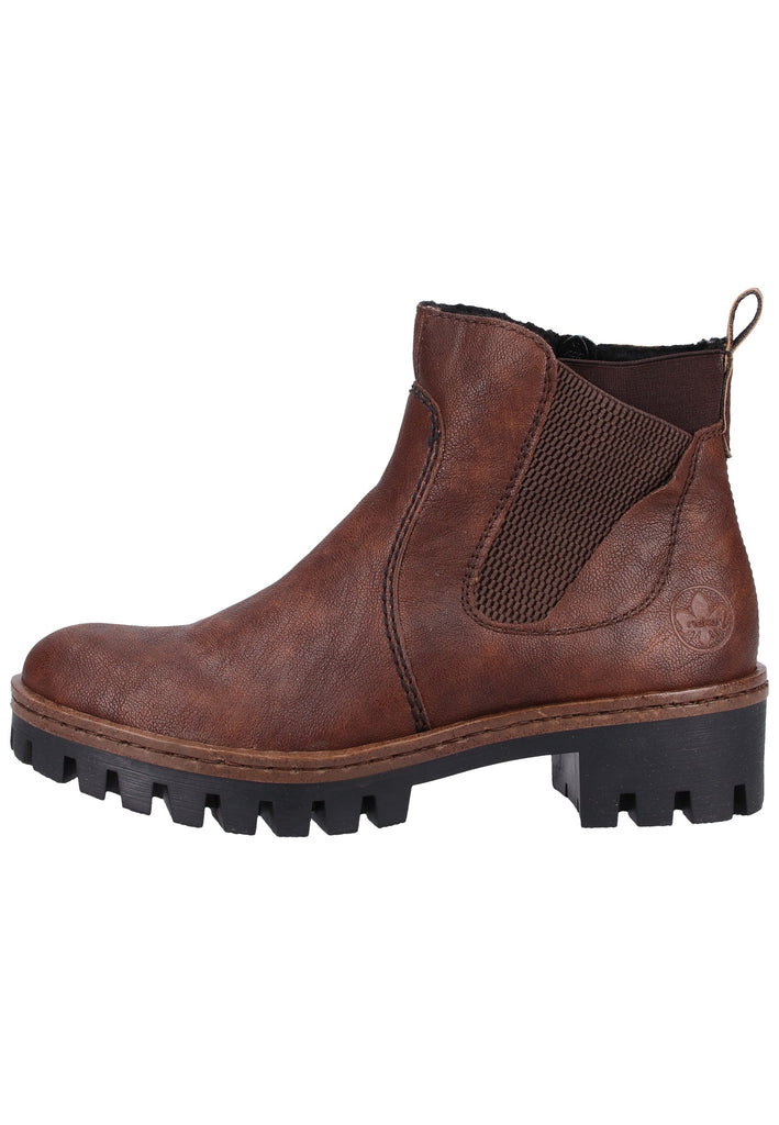 Rieker Stiefelette Lederimitat Braun Warmfutter - surf4shoes