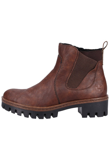 Rieker Stiefelette Lederimitat Braun Warmfutter - surf4shoes