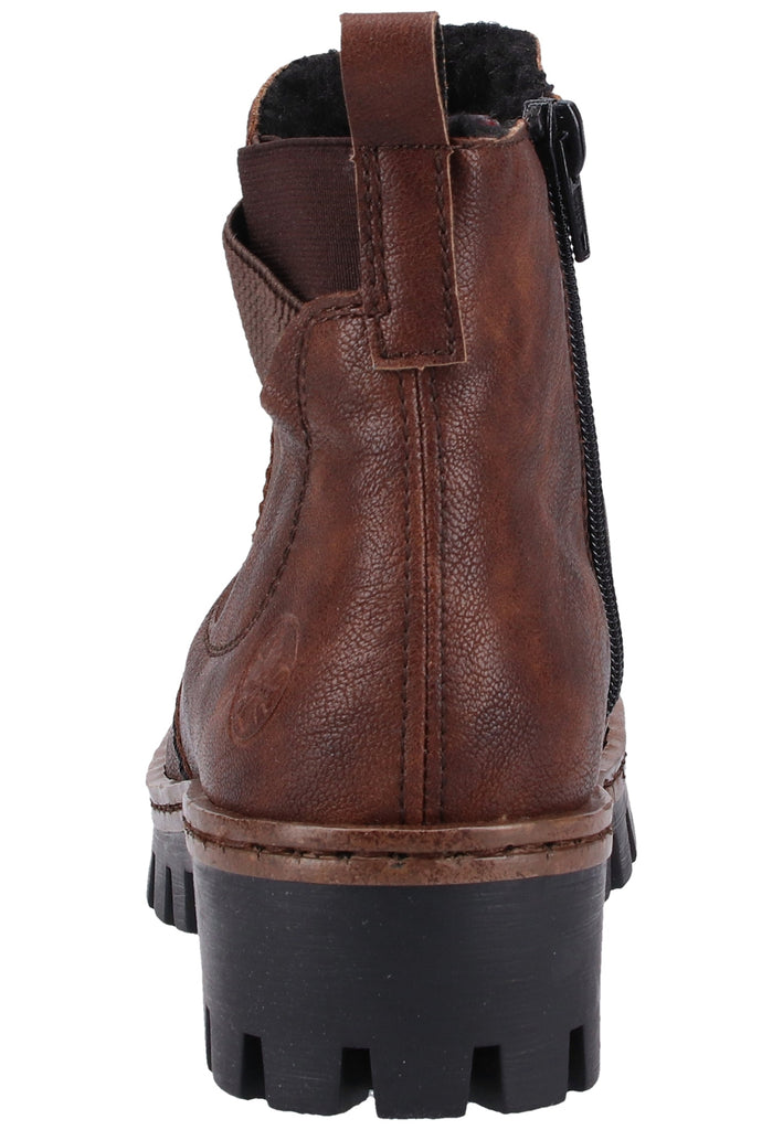 Rieker Stiefelette Lederimitat Braun Warmfutter - surf4shoes