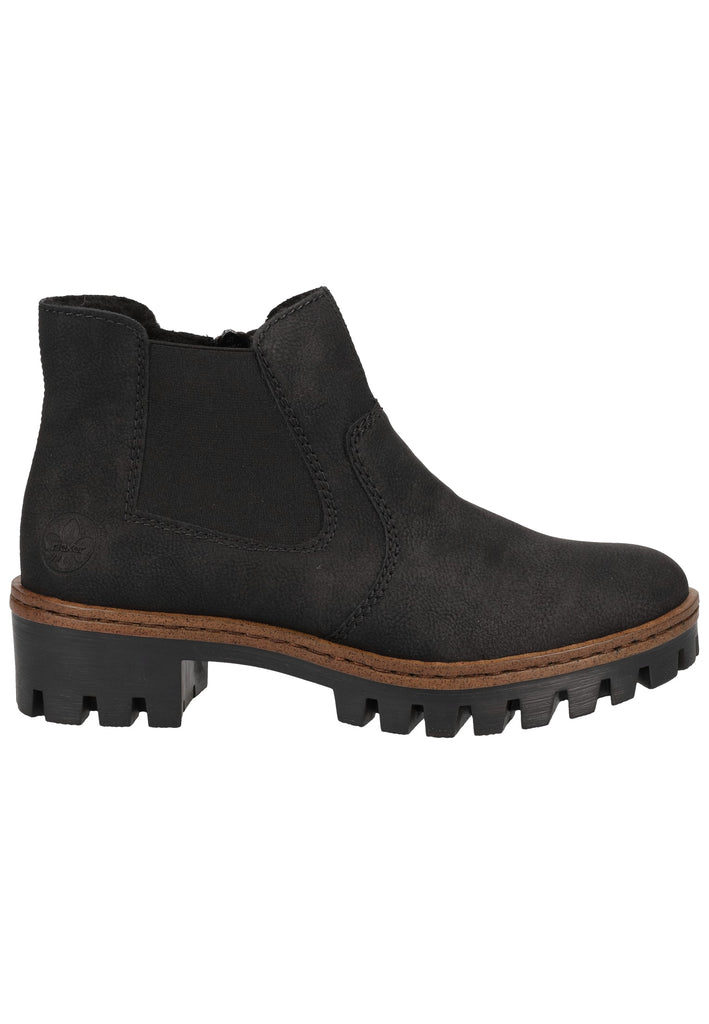 Rieker Stiefelette Lederimitat Schwarz Warmfutter - surf4shoes