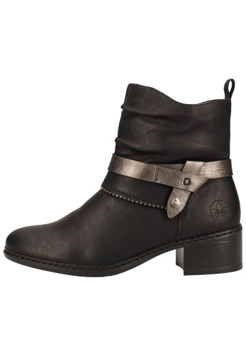 Rieker Stiefelette Lederimitat Schwarz/Silber Warmfutter - surf4shoes