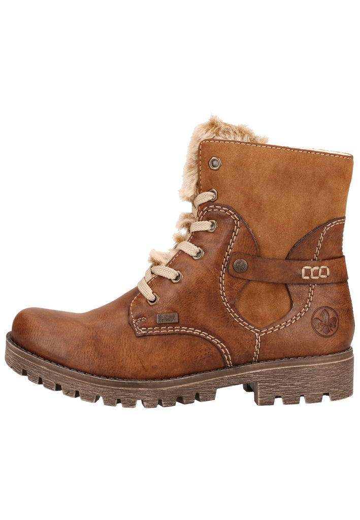 Rieker Stiefelette Lederimitat Braun Warmfutter - surf4shoes