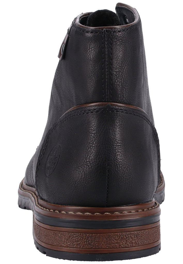 Rieker Stiefelette Lederimitat Schwarz/Braun Warmfutter - surf4shoes