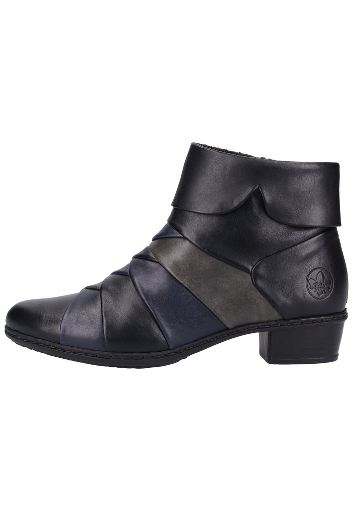 Rieker Stiefelette Lederimitat Schwarz/Blau Warmfutter - surf4shoes