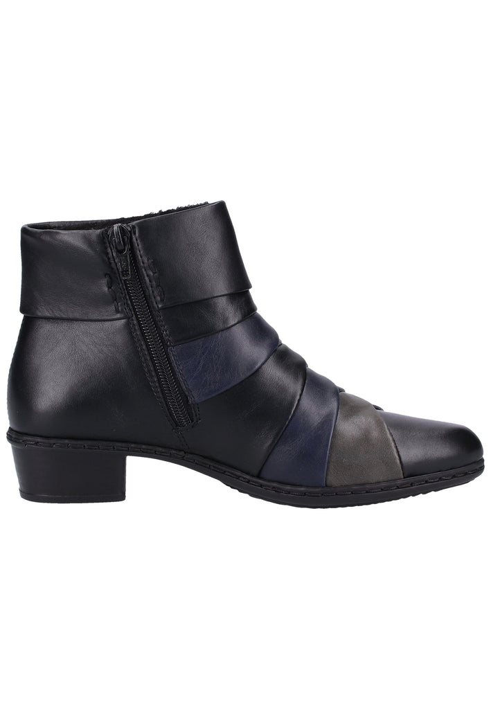 Rieker Stiefelette Lederimitat Schwarz/Blau Warmfutter - surf4shoes