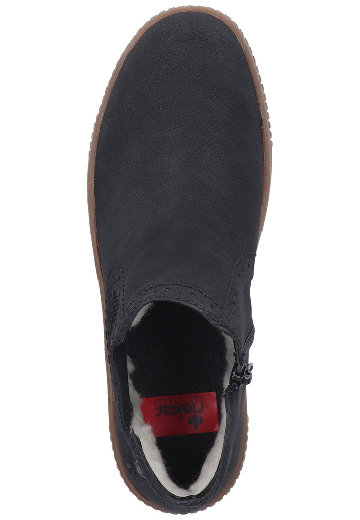 Rieker Stiefelette Lederimitat Schwarz Warmfutter - surf4shoes