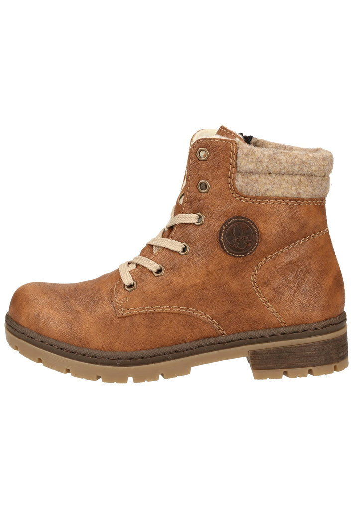 Rieker Stiefelette Lederimitat Braun Warmfutter - surf4shoes