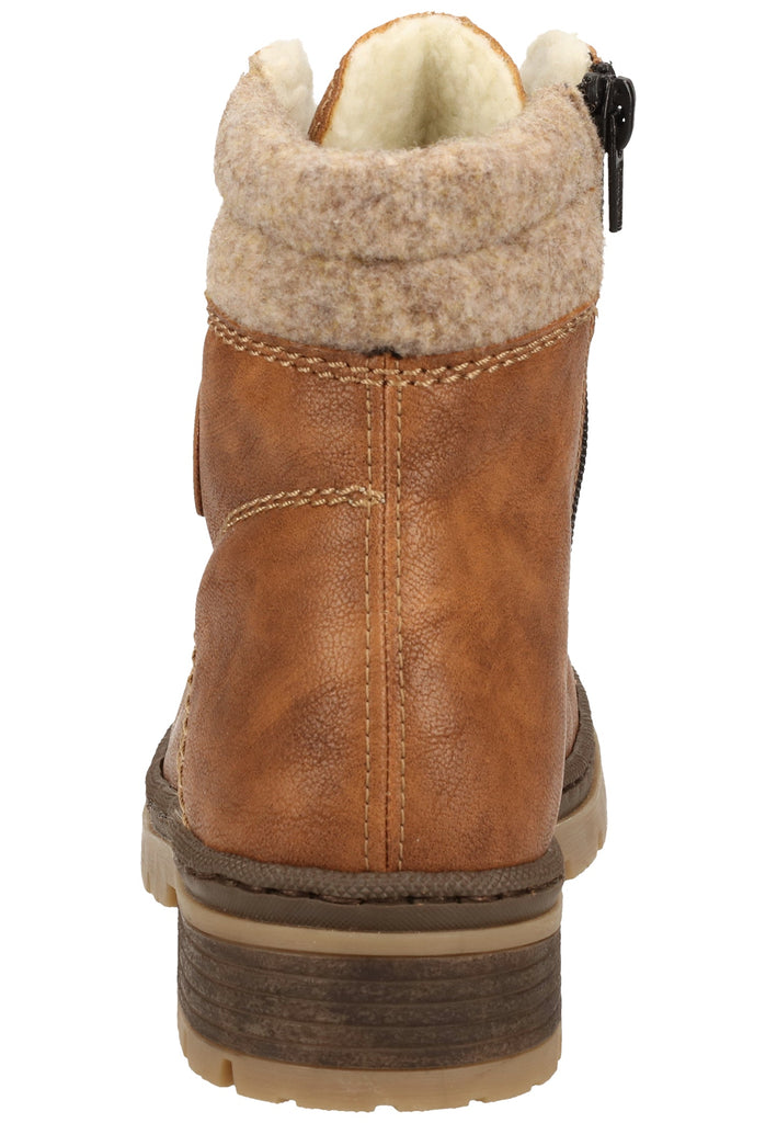 Rieker Stiefelette Lederimitat Braun Warmfutter - surf4shoes