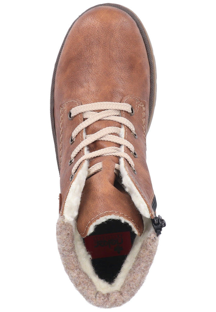 Rieker Stiefelette Lederimitat Braun Warmfutter - surf4shoes