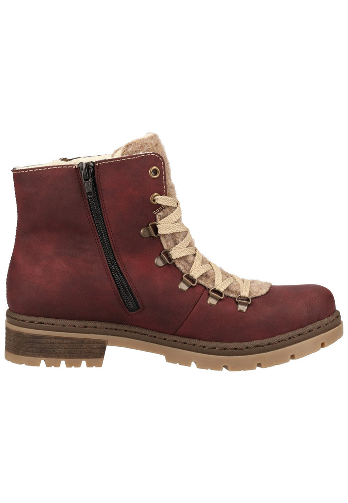Rieker Stiefelette Lederimitat Bordeaux Warmfutter - surf4shoes