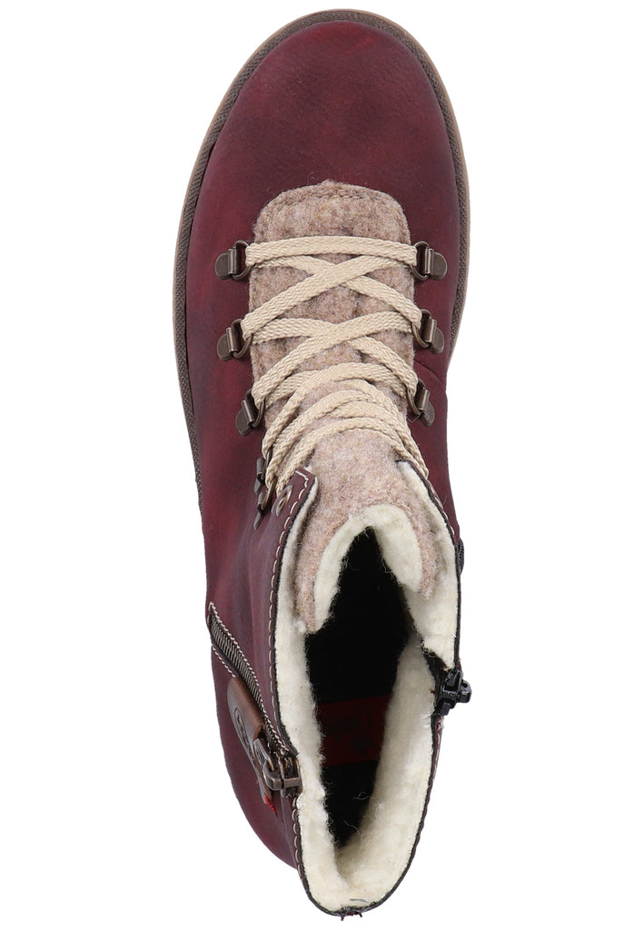 Rieker Stiefelette Lederimitat Bordeaux Warmfutter - surf4shoes