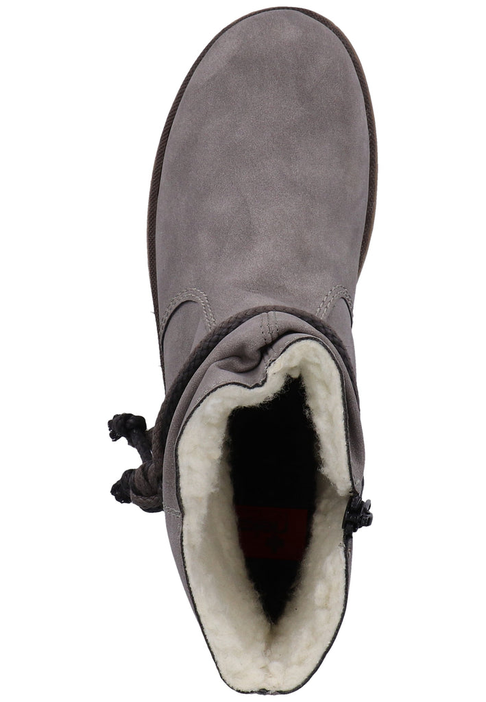 Rieker Stiefelette Lederimitat Grau Warmfutter - surf4shoes
