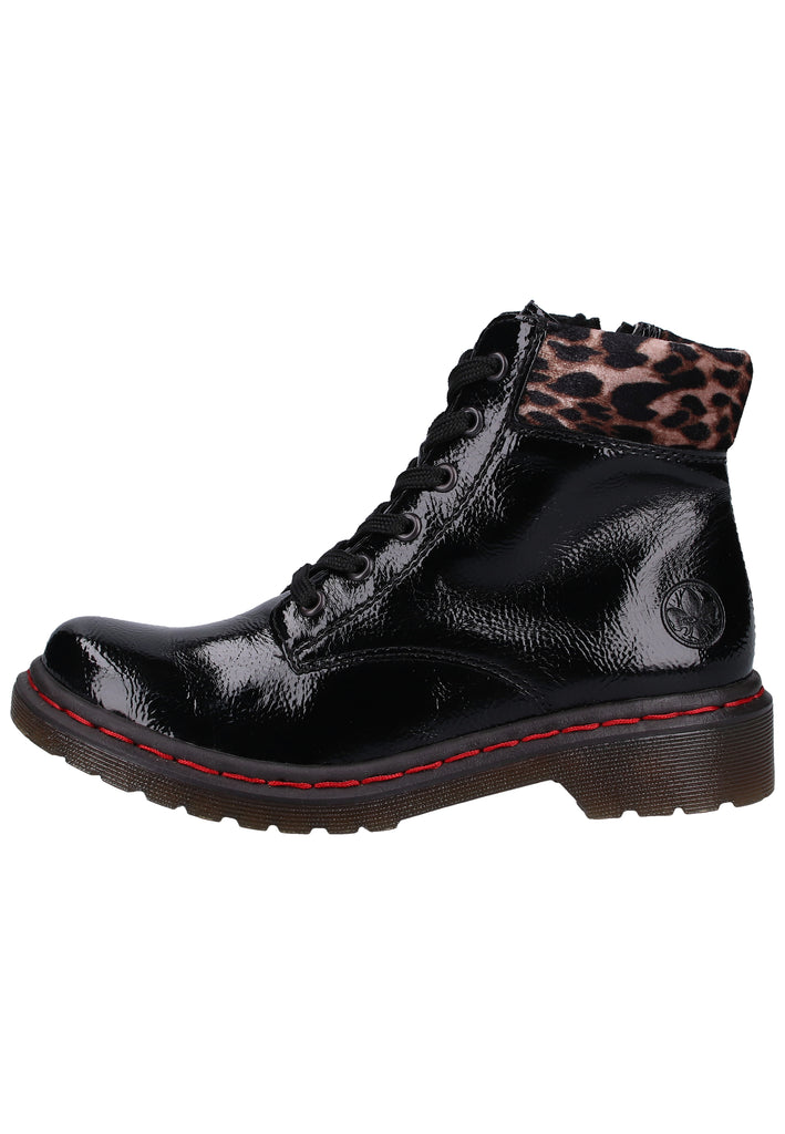 Rieker Stiefelette Lederimitat Schwarz/Beige - surf4shoes