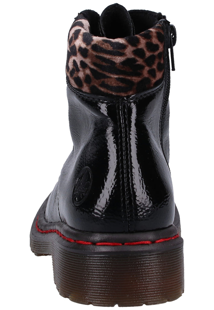Rieker Stiefelette Lederimitat Schwarz/Beige - surf4shoes
