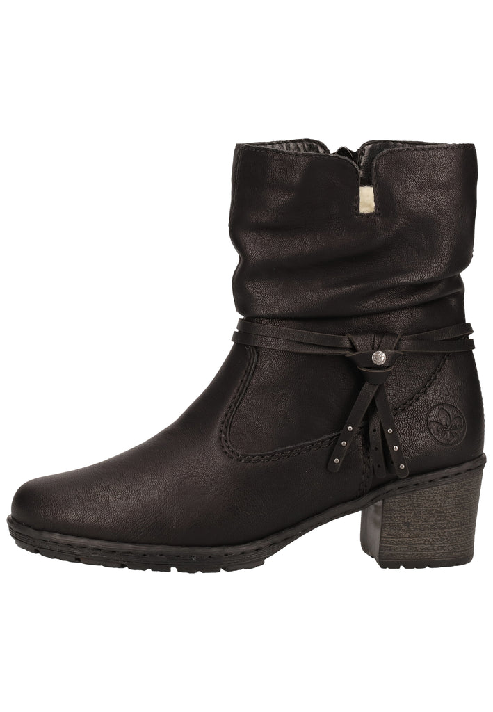 Rieker Stiefelette Lederimitat Schwarz Warmfutter - surf4shoes