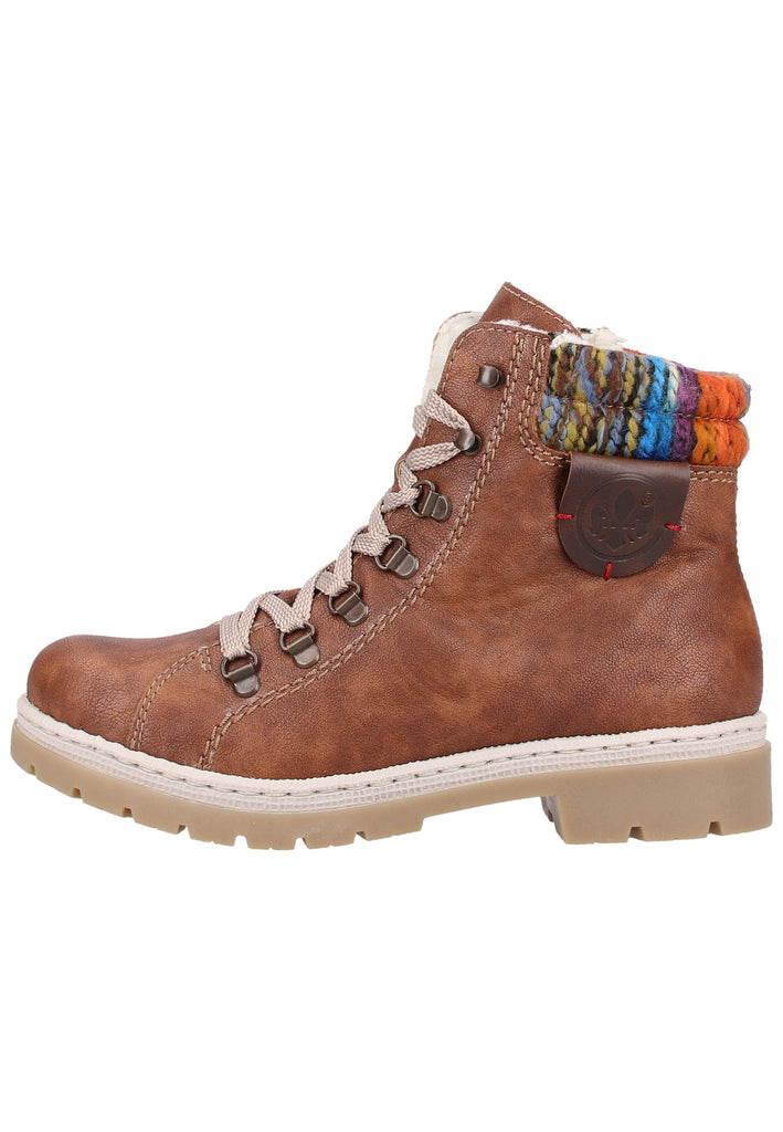 Rieker Stiefelette Lederimitat Nussbraun Warmfutter - surf4shoes
