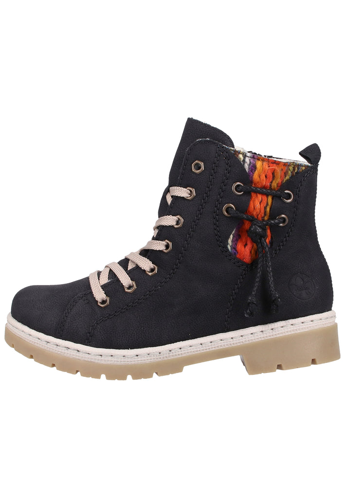 Rieker Stiefelette Lederimitat/Textil Schwarz Warmfutter - surf4shoes