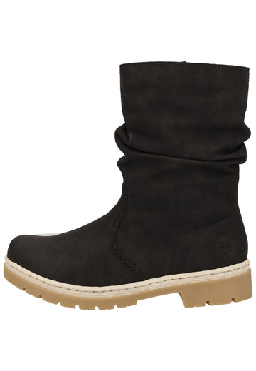 Rieker Stiefel Lederimitat Schwarz Warmfutter - surf4shoes