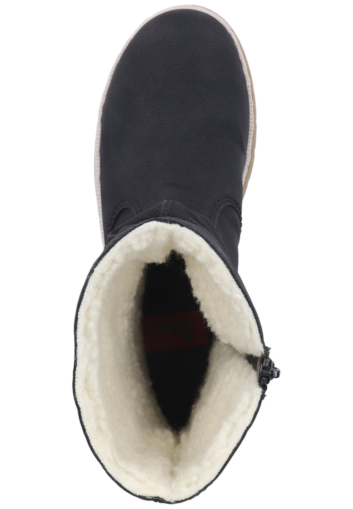 Rieker Stiefel Lederimitat Schwarz Warmfutter - surf4shoes