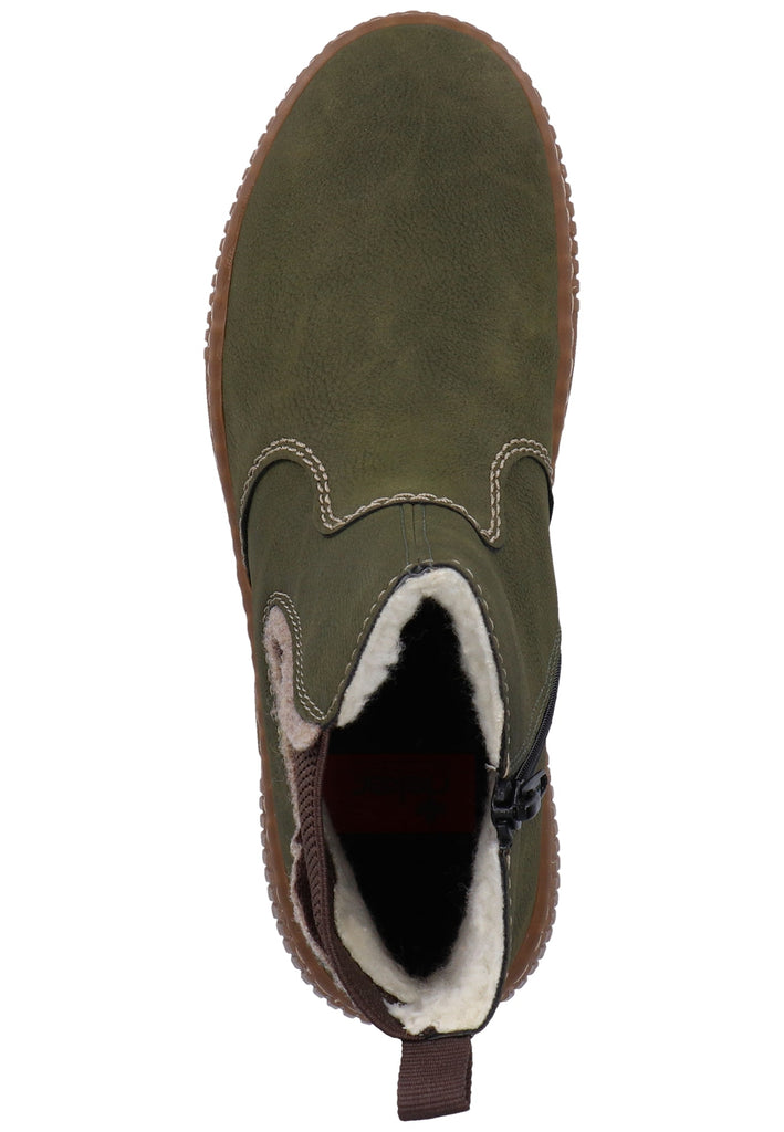 Rieker Stiefelette Lederimitat Braun Warmfutter - surf4shoes