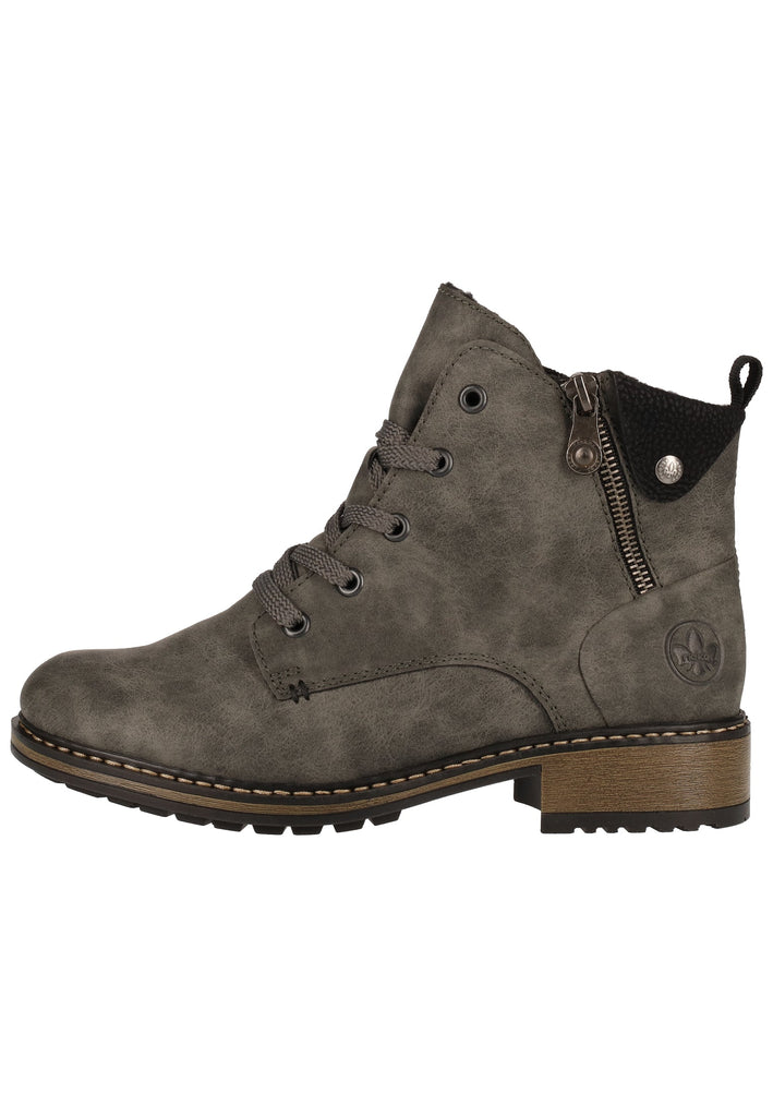 Rieker Stiefelette Lederimitat Grau/Schwarz Warmfutter - surf4shoes