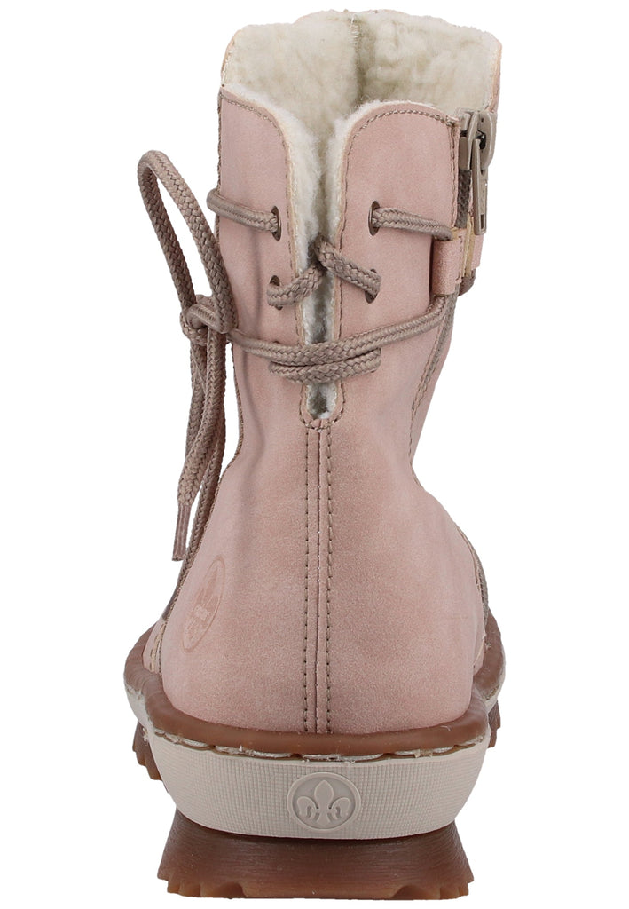 Rieker Stiefelette Lederimitat Rosa Warmfutter - surf4shoes