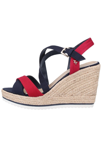 Tom Tailor Sandalen Textil Navy/Rot - surf4shoes