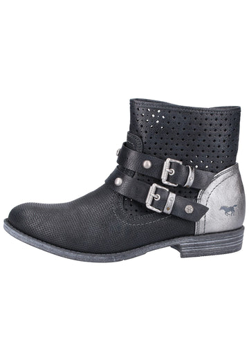 Mustang Stiefelette Lederimitat/Textil Schwarz - surf4shoes