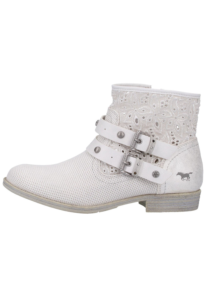 Mustang Stiefelette Lederimitat/Textil Weiß - surf4shoes
