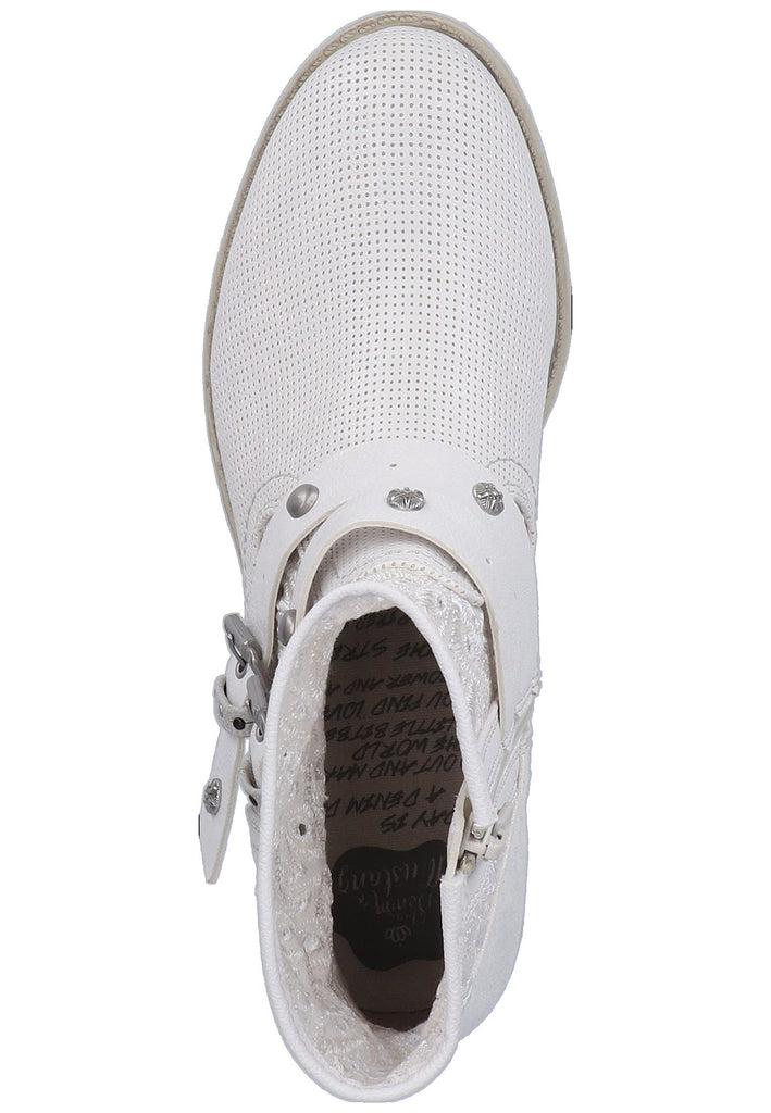 Mustang Stiefelette Lederimitat/Textil Weiß - surf4shoes