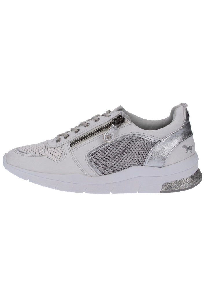 Mustang Sneaker Lederimitat/Textil Weiß/Silber - surf4shoes
