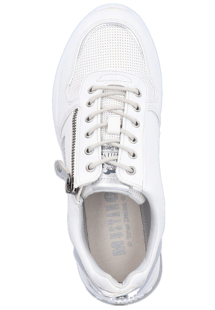 Mustang Sneaker Lederimitat/Textil Weiß/Silber - surf4shoes