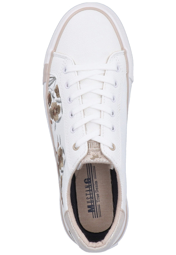 Mustang Sneaker Lederimitat Weiß/Beige - surf4shoes