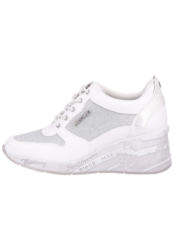Mustang Sneaker Lederimitat/Textil Weiß/Silber - surf4shoes